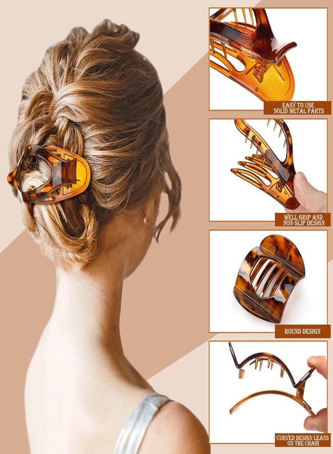 ProSuites 8 Pcs Flat Hair Clips for Women, 2 Styles French Flat Claw Clips for Women, Large Strong Hold Hair Claw Clips For Thick Thin Hair(Tortoiseshell) - Image 3